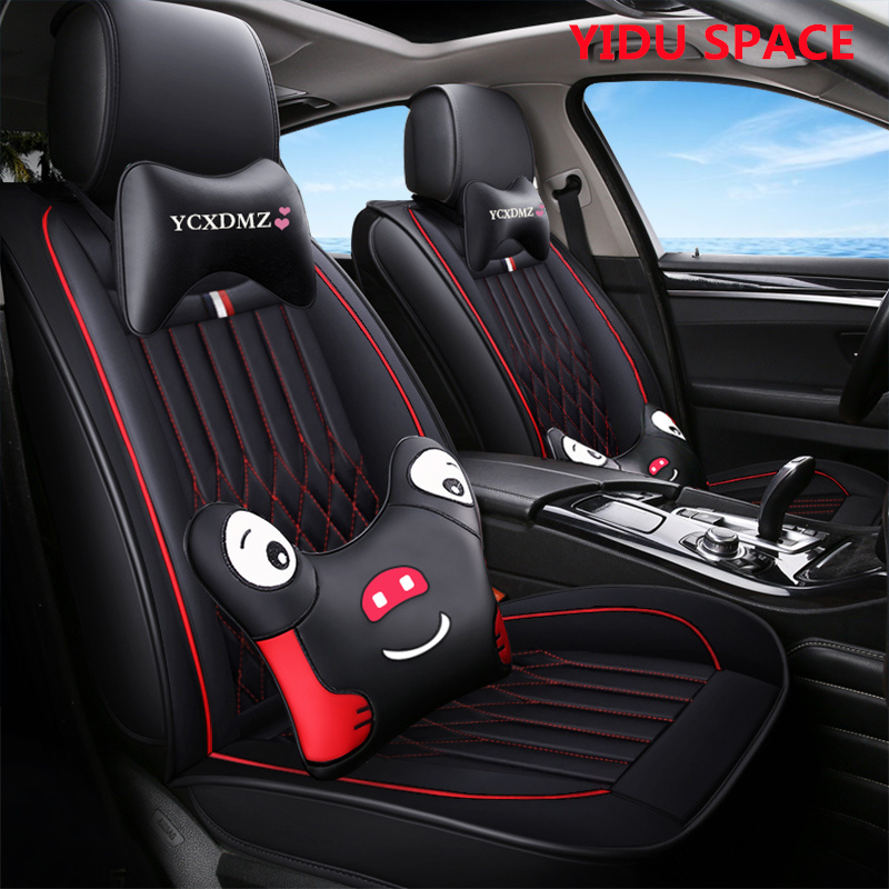 Car Accessories Car Decoration Cushion Universal Cartoon Pure Leather Auto Car Seat Cover 