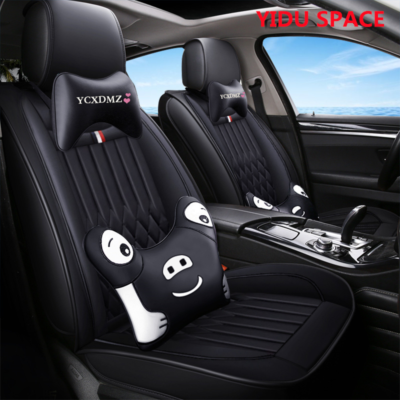 Car Accessories Car Decoration Cushion Universal Cartoon Pure Leather Auto Car Seat Cover 