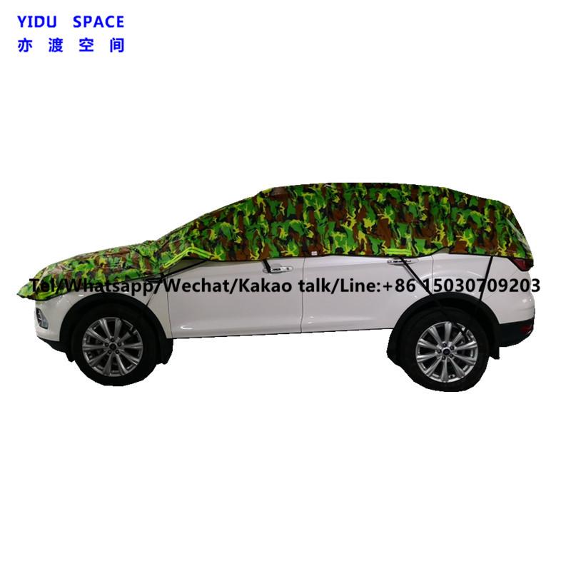 Camouflage Silver 3 Layer Hail Protection Anti Snow Anti Ice Fast Padded Half Auto Car Cover