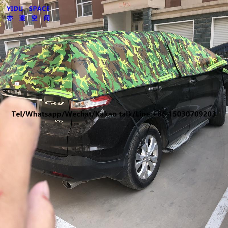 Camouflage Silver 3 Layer Hail Protection Anti Snow Anti Ice Fast Padded Half Auto Car Cover
