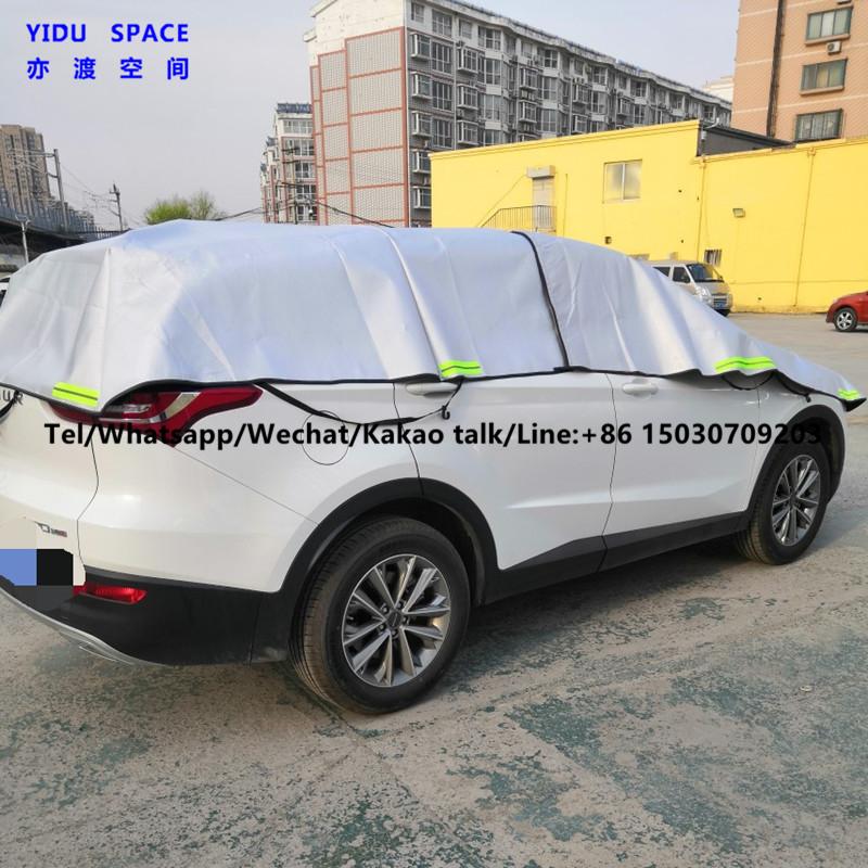 Camouflage Silver 3 Layer Hail Protection Anti Snow Anti Ice Fast Padded Half Auto Car Cover