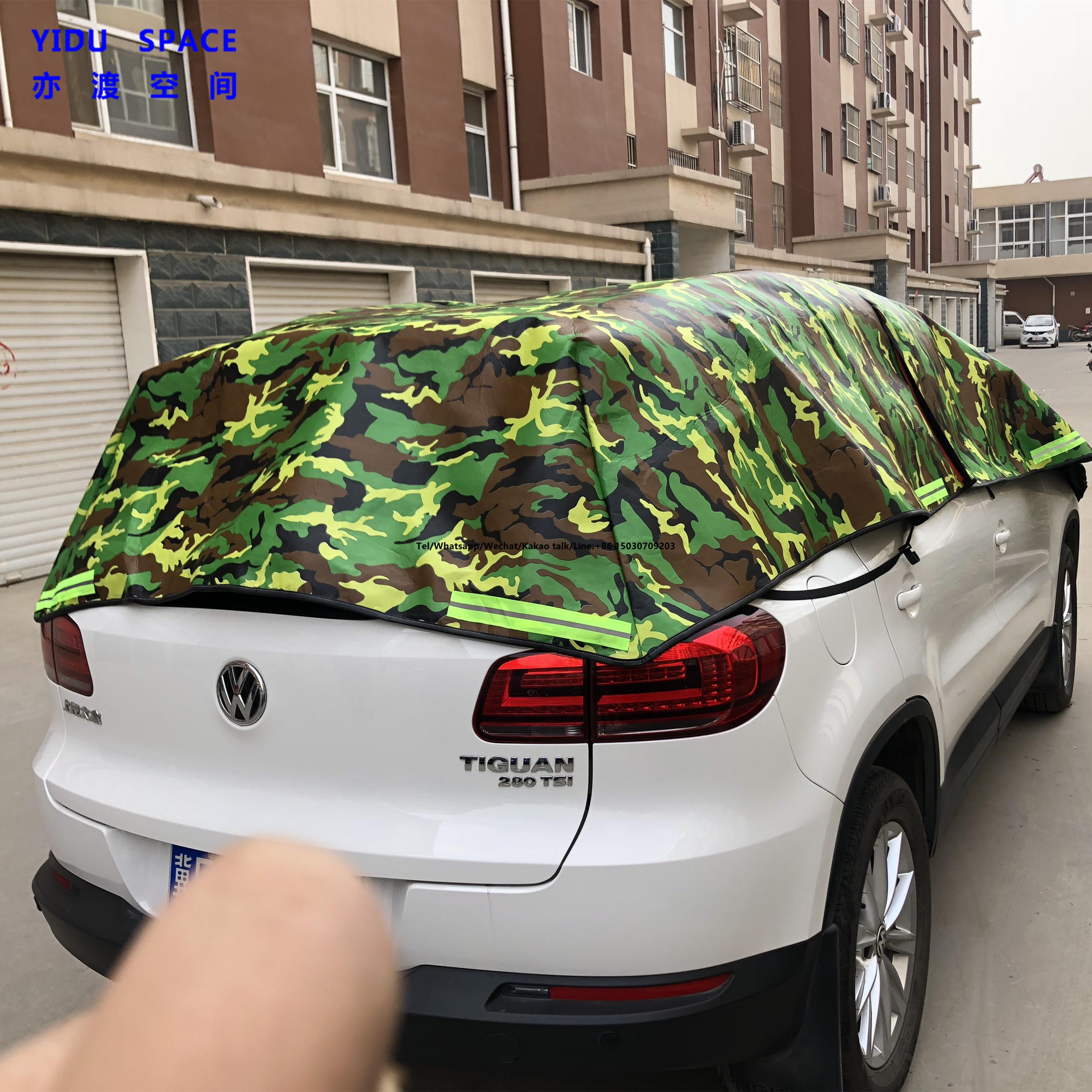  3 Layer Hail Protection Anti Snow Anti Ice Fast Padded Half Auto Car Cover 