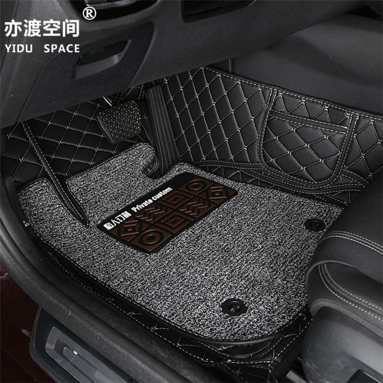 Fully enclosed 5D PU leather + wire ring car mat car floor mat