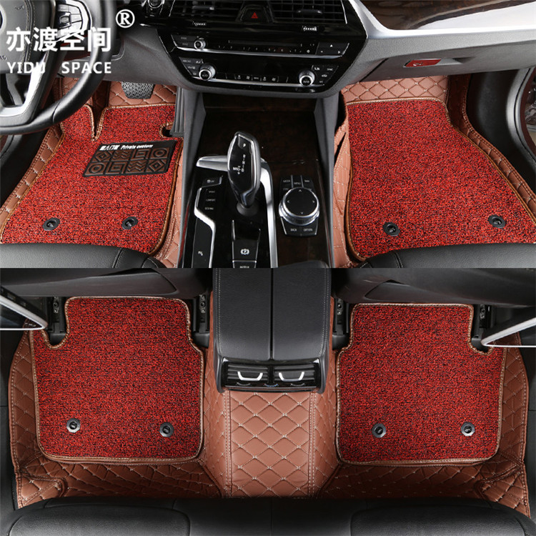 Fully enclosed 5D PU leather + wire ring car mat car floor mat