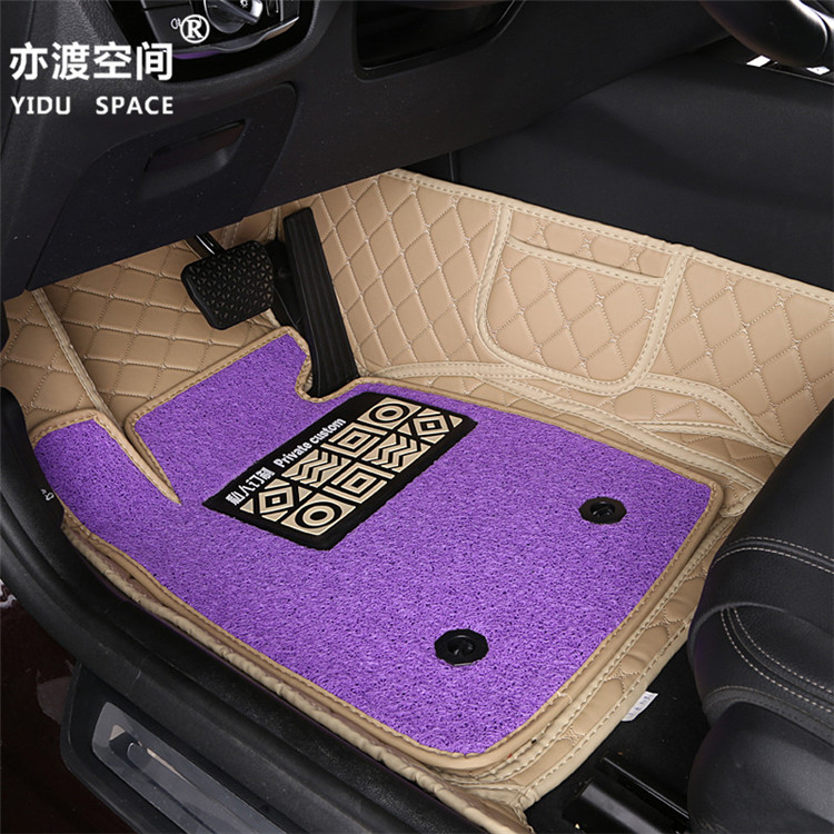 Fully enclosed 5D PU leather + wire ring car mat car floor mat