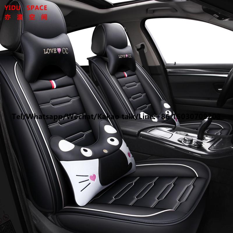 Car Accessories Car Decoration Cover Universal Cartoon Black Pure Leather Auto Car Seat Cushion